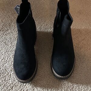 Women's Black Ankle Boots - Sleek Suede Chelsea Style